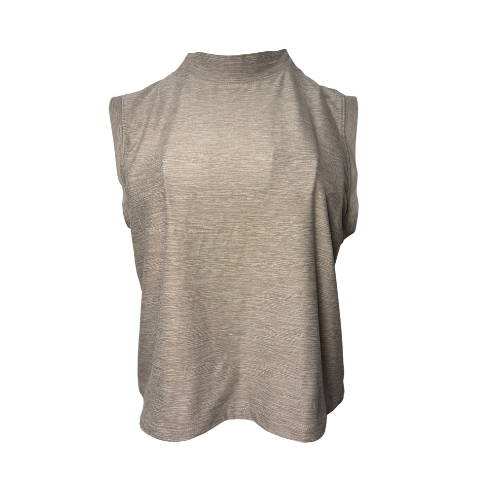 Calia by Carrie Underwood Womens Tan Heathered Mock Neck Muscle Tank Top - Small